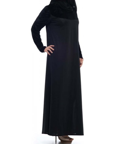 Anaya Velvet Jilbab with velvet bodice: Black